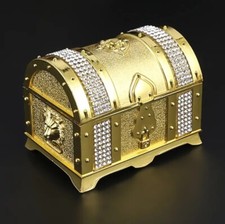  Small Gold Retro Pirate Treasure Chest Jewellery Box For Rings And Earrings 