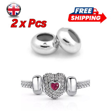 2 X Charm Stopper Spacer Beads for European Charm Bracelets UK/EU Compatible