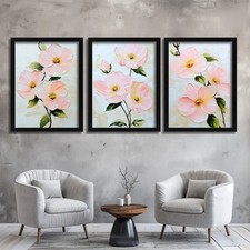 Shabby Chic Floral Wall Art Pastel Pink Blossom Painting Botanical Flower Print