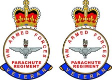 2 PARACHUTE REGIMENT PARAS VETERAN CAR STICKERS - Also for  laptops, phones etc