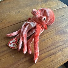 WIGGLY TIE DYE RED SQUID octopus soft plush toy * TY BEANIE BABIES VINTAGE 2000