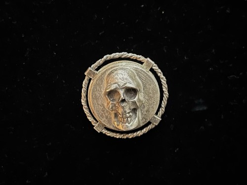Sterling silver skull - skull, broach