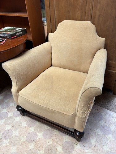 Vintage antique beige armchair - vintage,