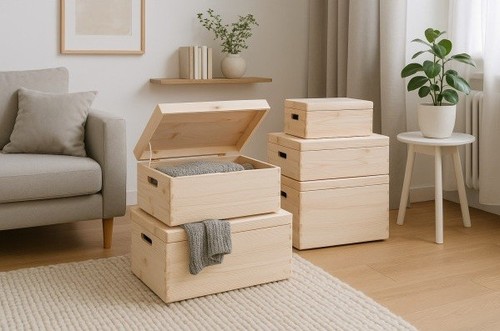 Large wooden box storage - large,