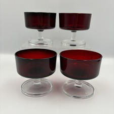 Luminarc Cavalier Ruby Red Champagne/Dessert Glasses x 4 Made in France 