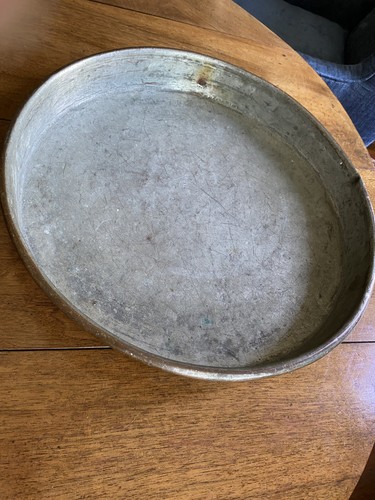 Large round heavy copper pan - large,