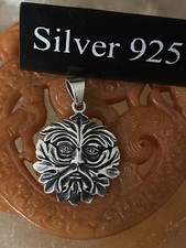 silver Green Man pendant With Silver Necklace