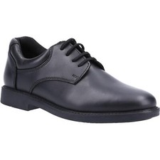 Boys Mens Black School Shoes Hush Puppies Tim Snr Leather Lace Up