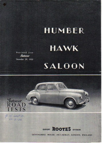 Humber hawk saloon - hawk,