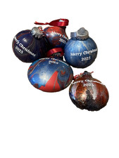 Hand Painted Plastic Christmas Ornaments Lots of 5 New