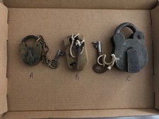 Assorted old padlocks x3 ( brass and metal)