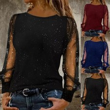 Women Glitter Mesh Sheer Long
