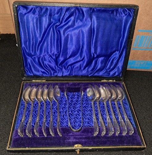 Antique epns teaspoon set with - epns,