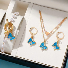 4pcs Gold Blue Butterfly