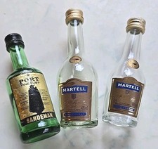 Collectable Miniature Empty Bottles, x 1 Port Ruby Sandeman, x 2 Martell Cognac