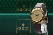 [N MINT in Box] Vintage GUCCI 3000M Gold Dial Quartz 33mm Roman Men's Watch