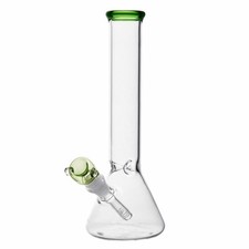 RORA 10" Tall Glass Bong 14.5mm Smoking Glass Water Pipe Recycler Simple Bongs