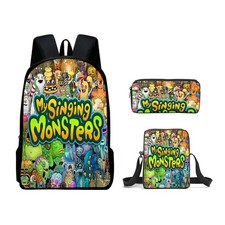 Monster Music Cartoons Animation Backbags Kids Lightweight Students School bags