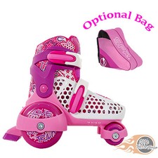 SFR Stomper Adjustable Quad  Roller Skates Girls Pink - Optional Bag