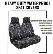 Car Van Seat Covers Heavy Duty Grey Camouflage 1+1 100% Waterproof  Front Seats