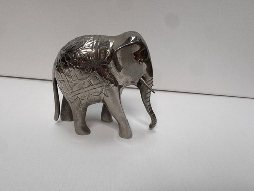 Silver metal elephant ornament - metal,