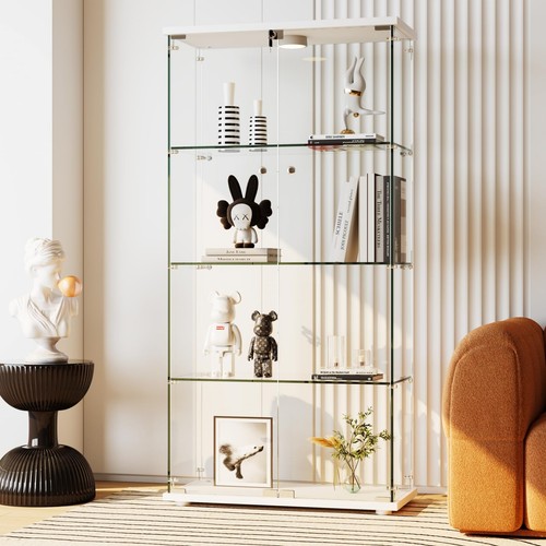 White glass curio cabinet - white,