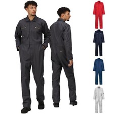 Mens Regatta Zip Fasten Durable Workwear Coveralls Garage All-in-One Boilersuit