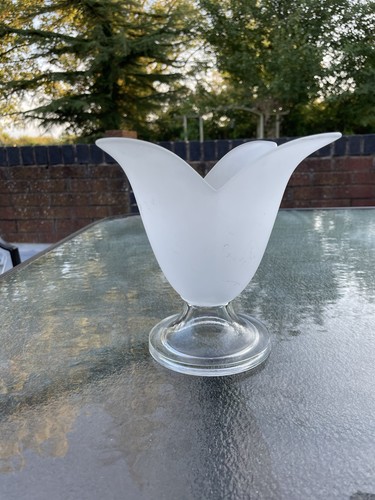 White frosted glass tulip vase - white,