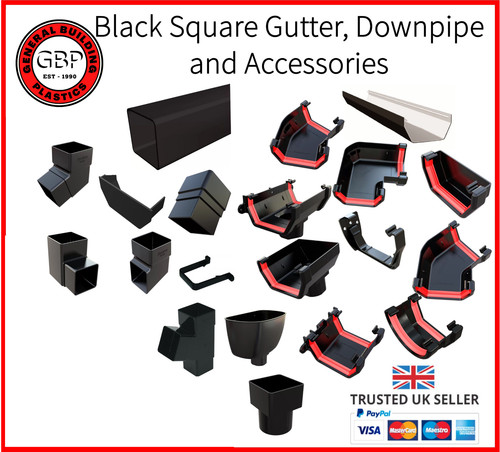 Square black gutter - gutter, 114mm