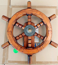 Vintage Wood Brass Ships Wheel