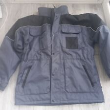 Ultimo Mens XL Jacket Wind Waterproof Workwear Jacket Grey Black Hood In Collar