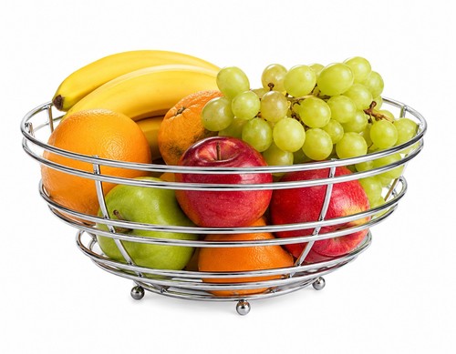 Chrome wire fruit bowl basket - fruit,