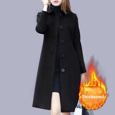 Women's Long Coat, A-Line Mid-Length Trench Coat for Autumn Winter Office Wear