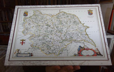 MAP OF YORKSHIRE 1648 BY JOHAN