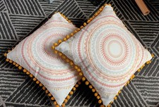 2 X Cushions. Outdoor Cushions.  Mustard/Pattern