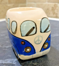 VW Camper Van Mini Van Transporter Novelty Tea Light Holder Blue, Egg Cup