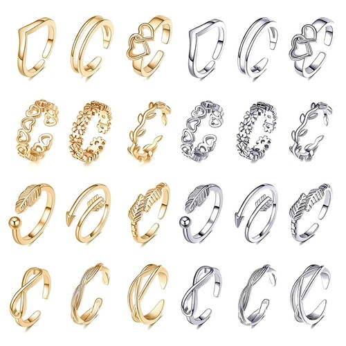 Yvoetn 24pcs open toe - 24pcs, rings