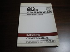 ALFA ROMEO USE AND MAINTENANCE BOOKLET "1750 GT, SPIDER, SEDAN INJECTION 1971
