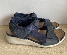Clarks Unstructured Ladies UN BALI TREK Blue Nubuck Leather Sandals ~ UK Size 4D