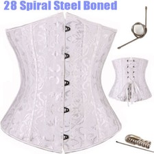Sexy Bustier Underbust Corset Lace Up Women Boned Top Steampunk Basque Lingerie
