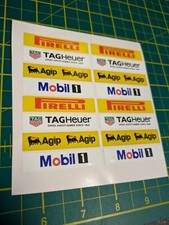 Scalextric Slot Car Decal Sticker Sheet - Model Racing 1/32 1/24 - 16x Stickers