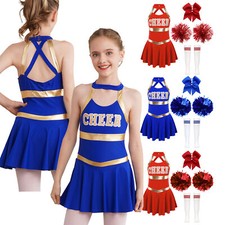 UK Girls Cheerleader Costume Halloween Carnival Cheerleading Uniform Fancy Dress