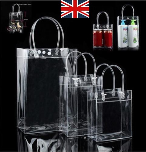Clear vinyl plastic bag tote - clear,
