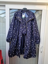 Joules Ladies Pack Away Raincoat Size 20 Navy/White Spots. Waterproof/Breathable