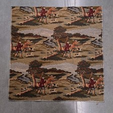 Fox Hunting Tapestry Upholstery Sample Sewing Fabric 25" x 25" Vntg 1990