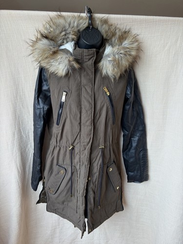 Khaki faux fur - khaki, hooded