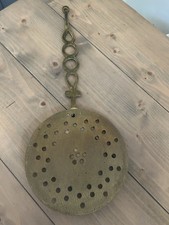 Antique Rare Very Large Brass Hanging Ladle Strainer Skimmer Chestnut Roaster 