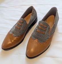Women’s Formal Platform Office Shoes uk 7 brown, black&White Zebra Brogue BNWOB