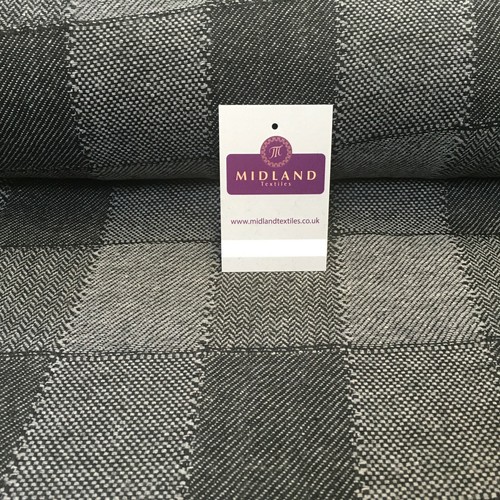 Grey black check wool blend - check,