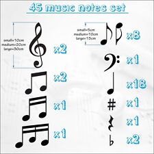 Music Notes 45 Sticker Love Wall Art DIY Decoration Room Car Shower Heart Staff‏